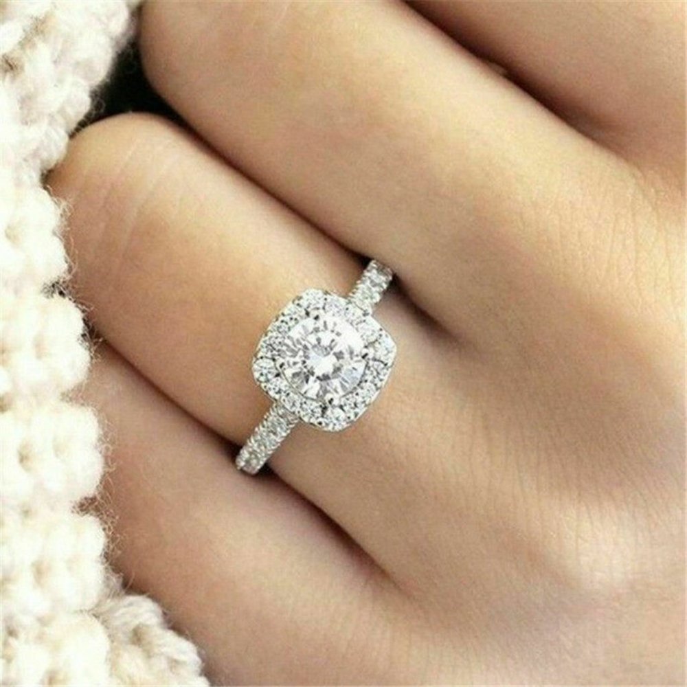 Beautiful Silver White Sapphire Engagement Ring